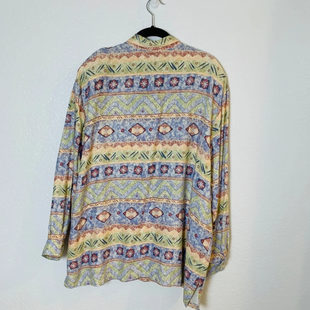 Vintage Roper Button Up Shirt Womens 2X Long Sleeve Western Aztec Lagenlook Art